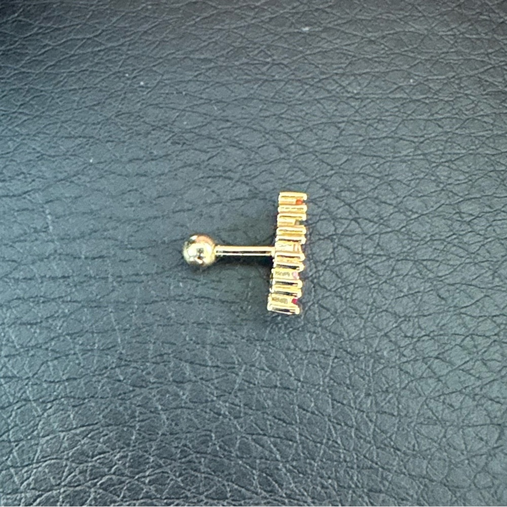 $79 NEW - Rainbow Crystal Ball back Nap Earring - gold plated Sterling Silver - Picture 4 of 5